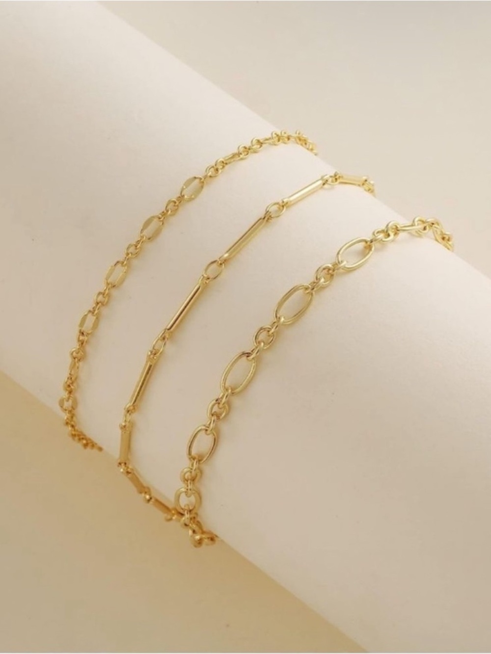 14k Gold Plated 3pc Bracelet Set